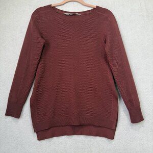 Athleta Sweater Womens XXS Burgundy Merino Blend Tunic Knit Crewneck Pullover